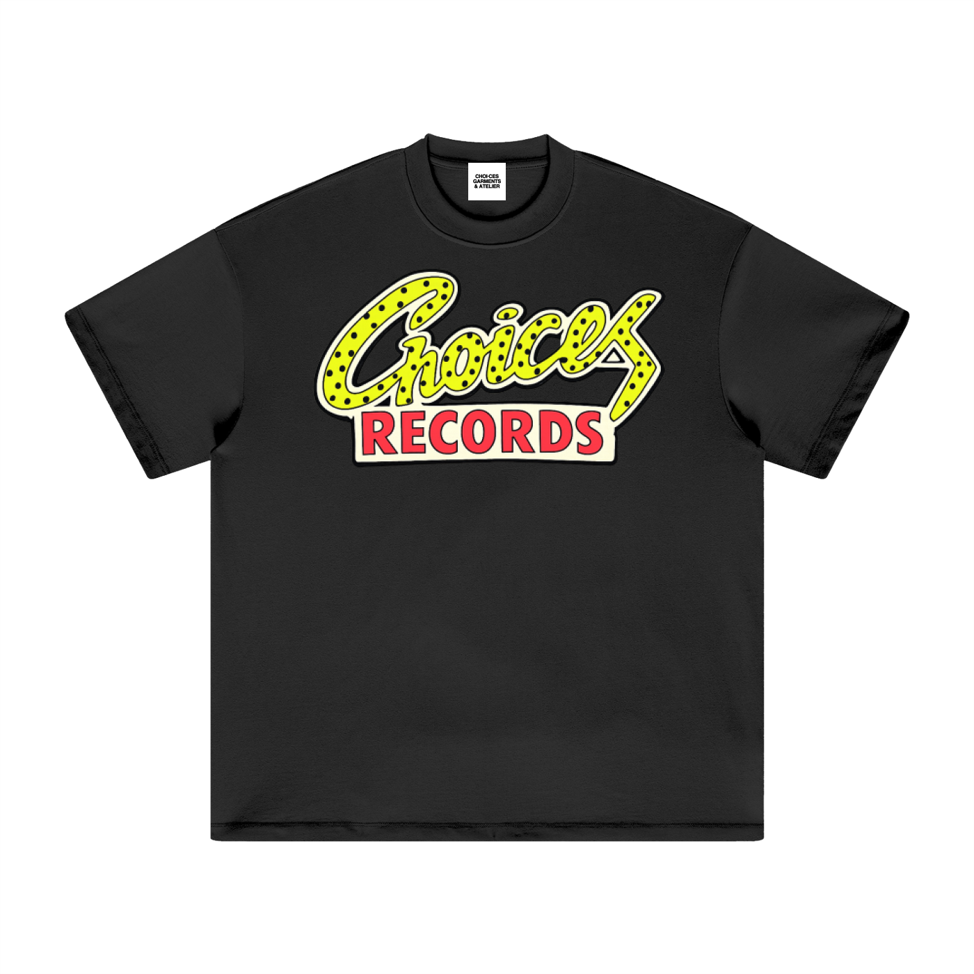 Records music graphic t-shirt with vintage record inspired artwork by Choices Garments & Atelier