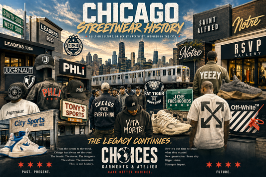 Chicago streetwear history collage for Choices Garments and Atelier