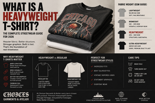 Premium heavyweight graphic T-shirts representing modern Chicago streetwear