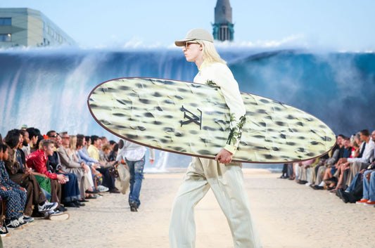 Louis Vuitton Paris menswear surf runway showing wearable streetwear trends and relaxed tailoring