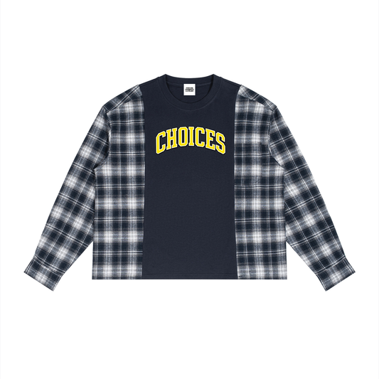 Mix Up Plaid Panel Long Sleeve Shirt