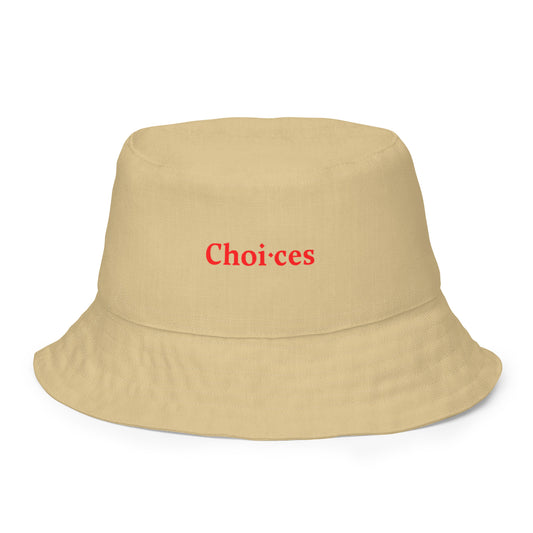 Choi·ces Reversible Monogram Bucket Hat in Khaki & Red